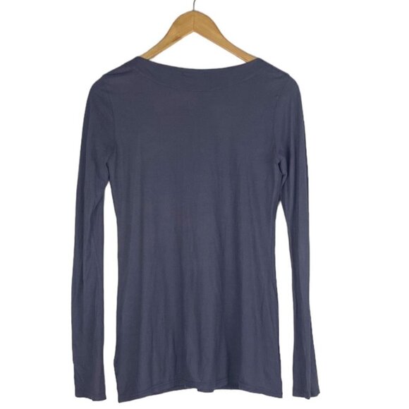 James Perse Los Angeles Purple Low Deep V Neck Front Back Tie T Shirt SZ 1 - Picture 3 of 9